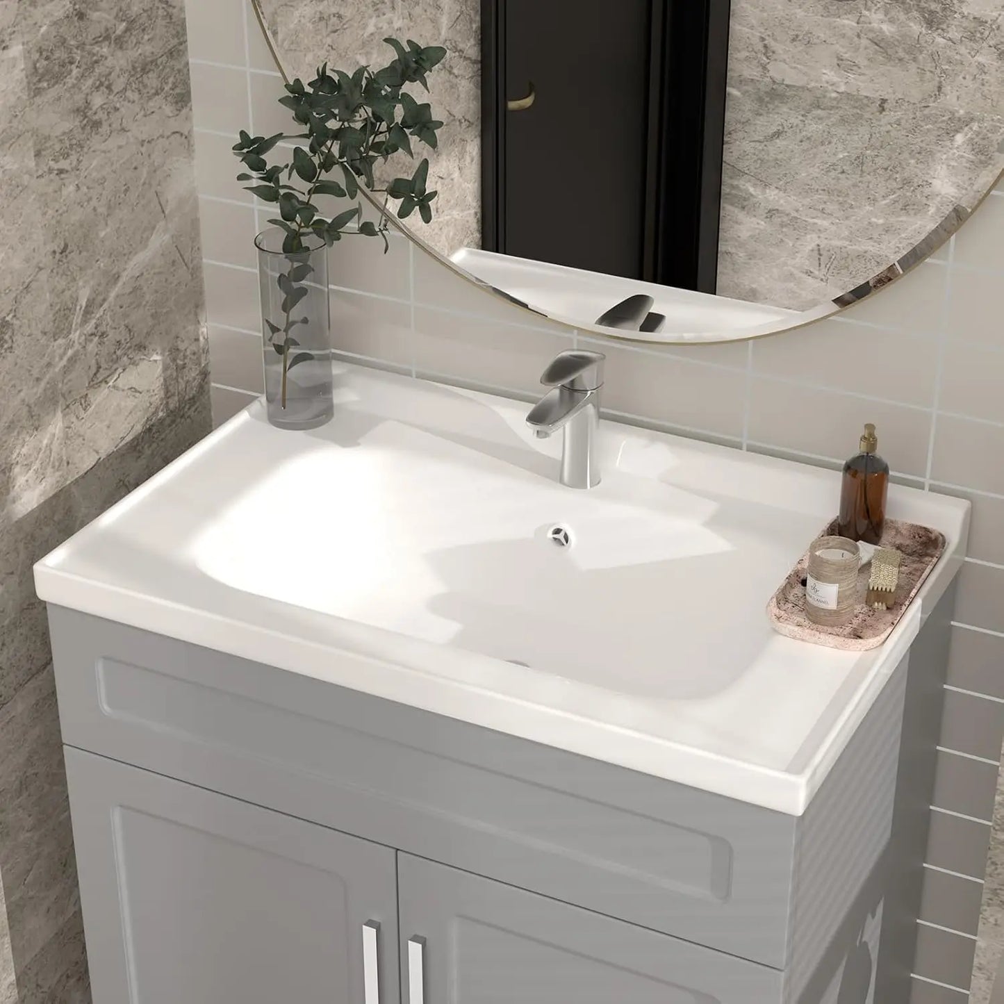 Guangbai Modern Bathroom Vanity With Ceramic Sink And Storage