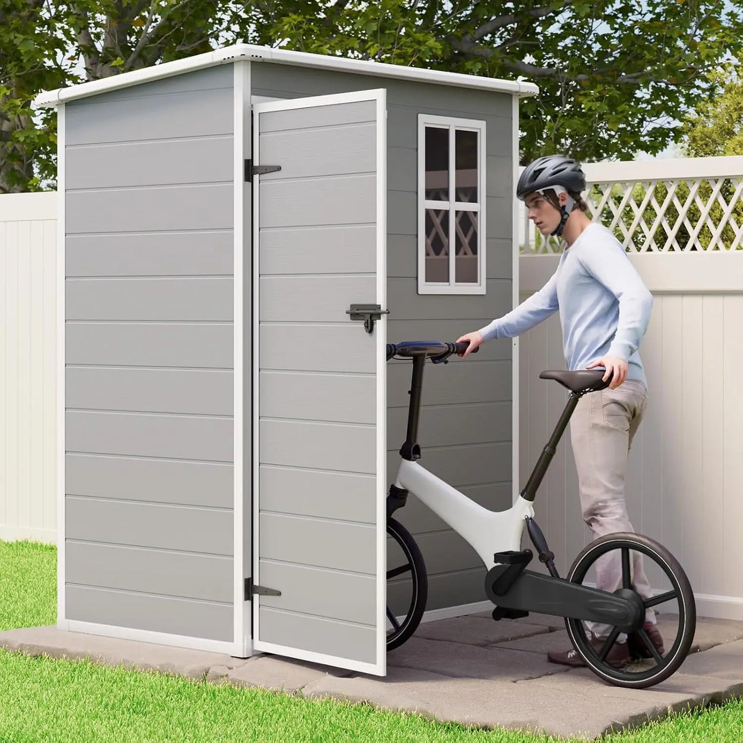 Resin Outdoor Storage Shed With Floor And Lockable Door