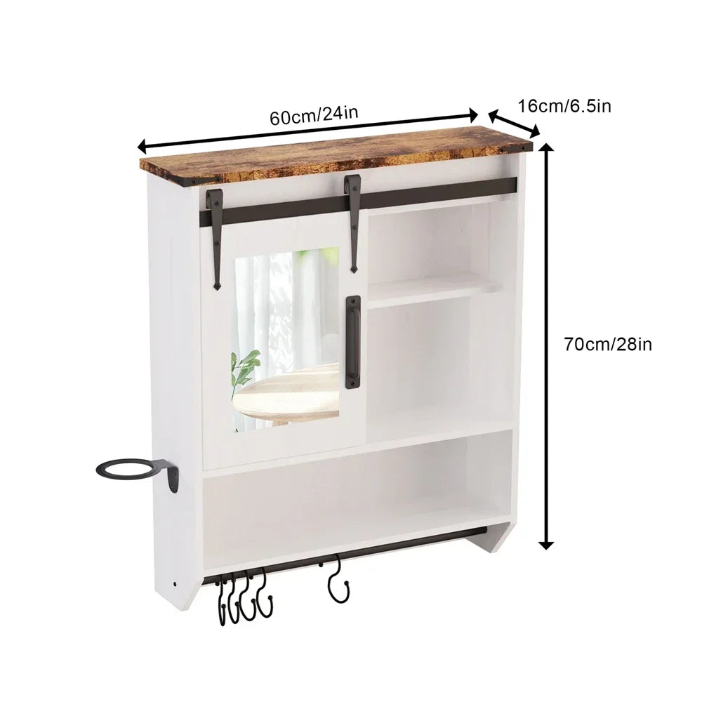 Bathroom Wall Mounted Medicine Cabinet With Mirror And Shelves