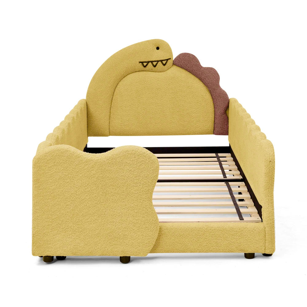 Dinosaur Shaped Kids Bed Frame With Safety Guard Rails Solid Wood