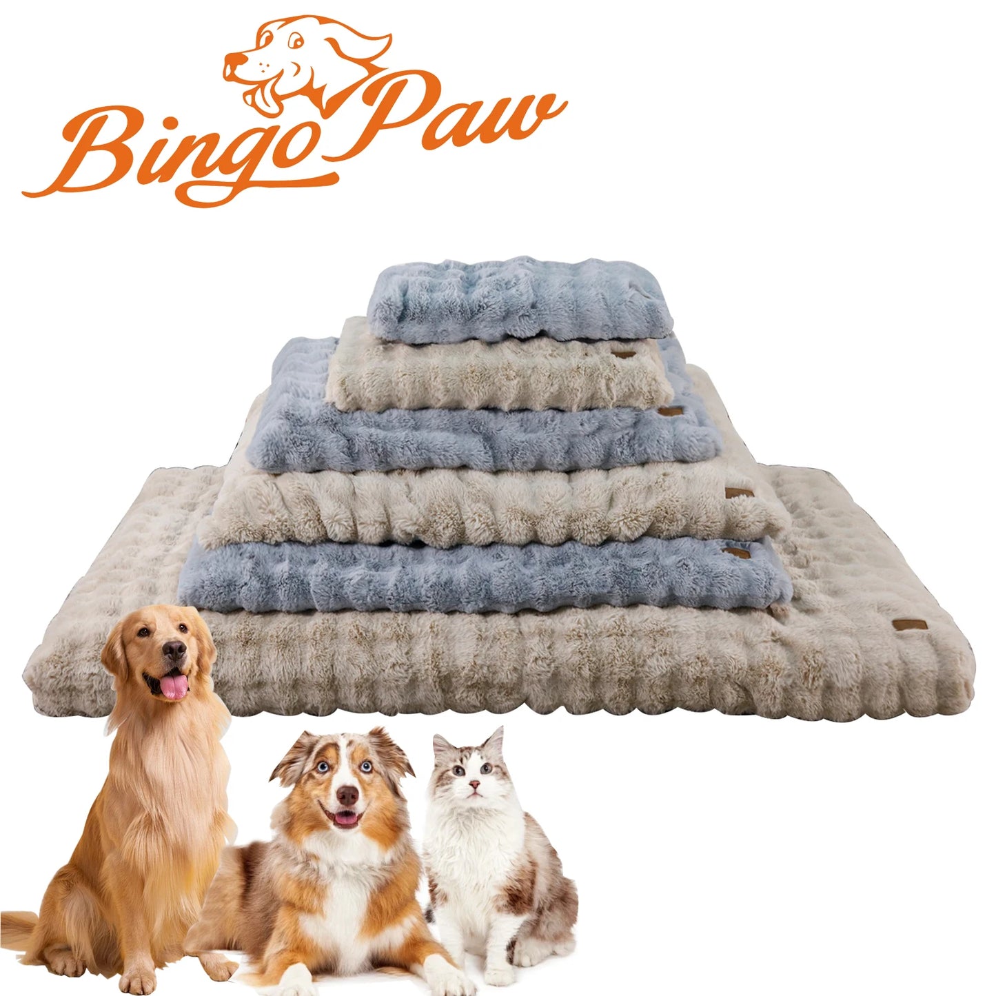 Bingopaw Plush Dog Bed With Thick Foam Base Removable Cover