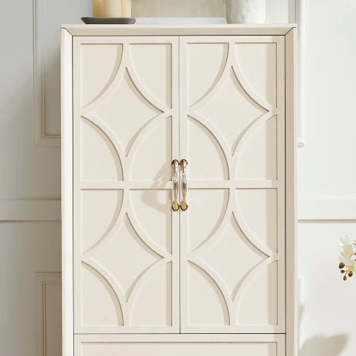 Elegant Mid Century Modern Solid Wood Kitchen Pantry Cabinet