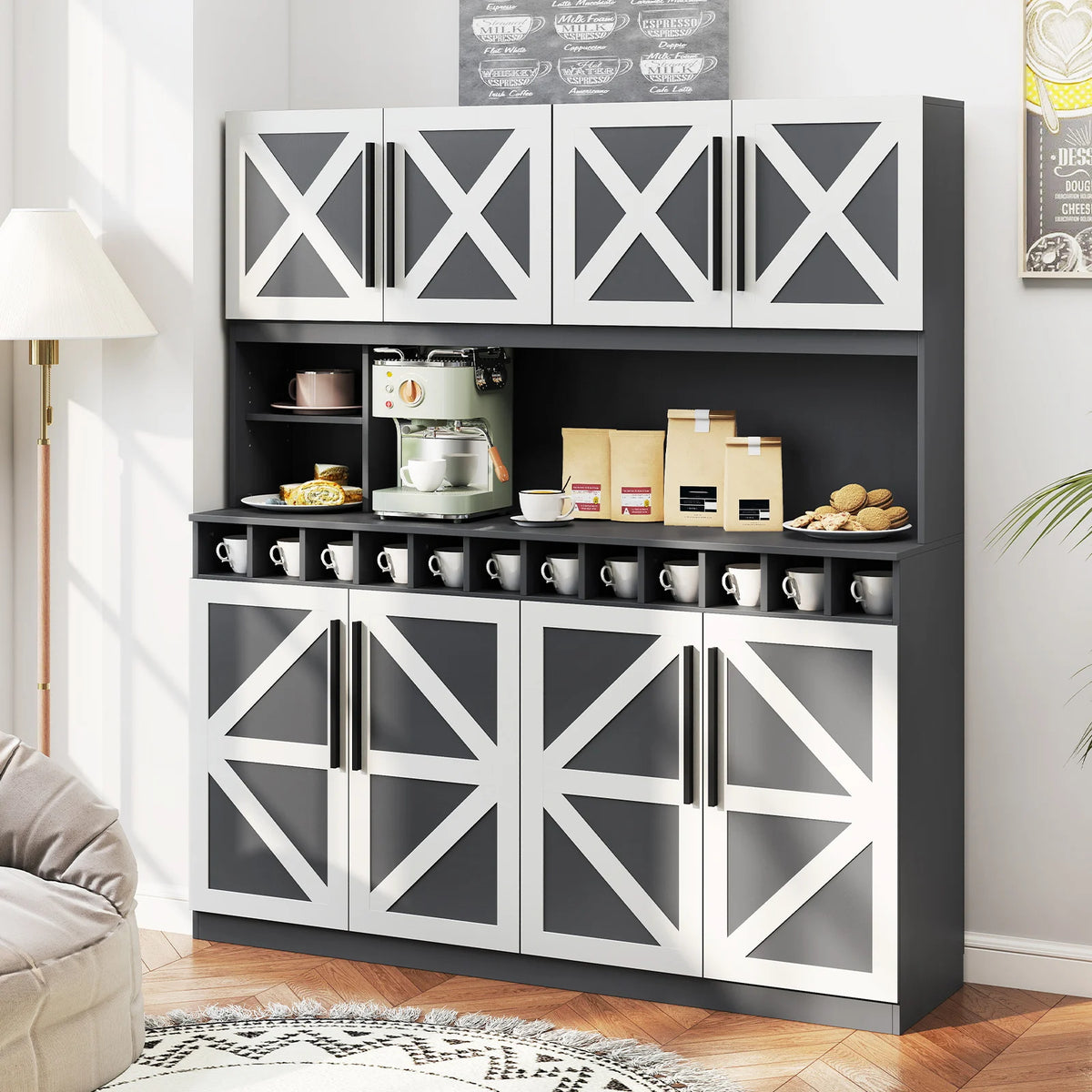 Homasis Freestanding Kitchen Buffet Hutch With Storage Cabinets