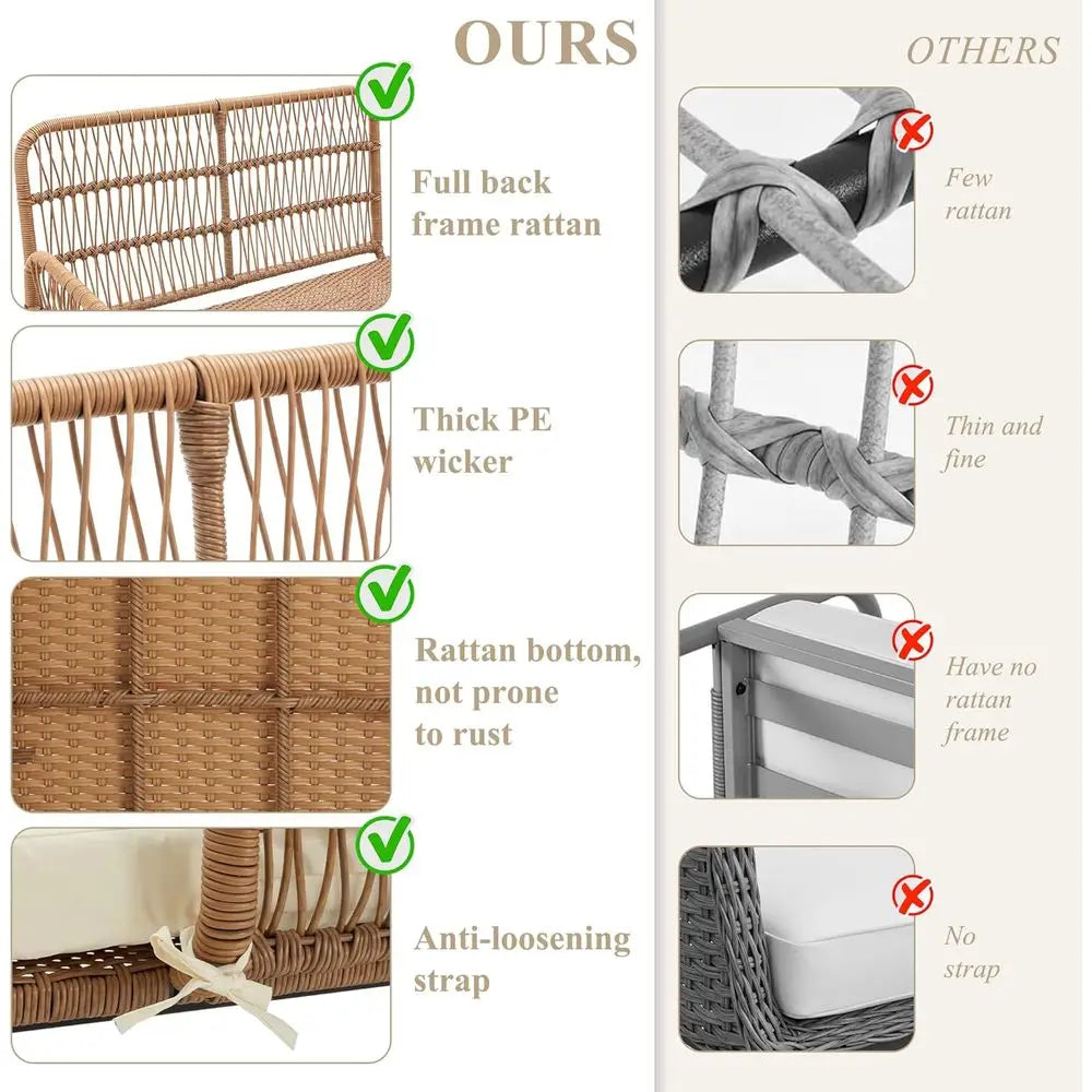 Weather Resistant Rattan Wicker Outdoor Conversation Sofa