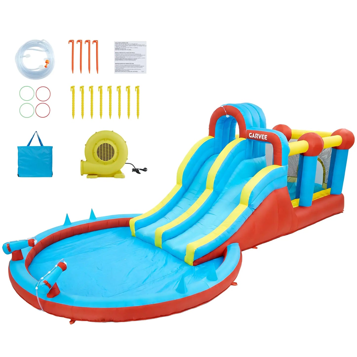 HiMISS 8 In 1 Inflatable Bounce House With Double Slides