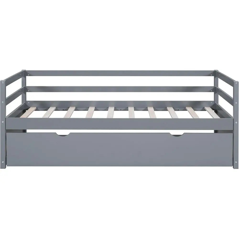 Modern Solid Wood Daybed Platform With Easy Trundle