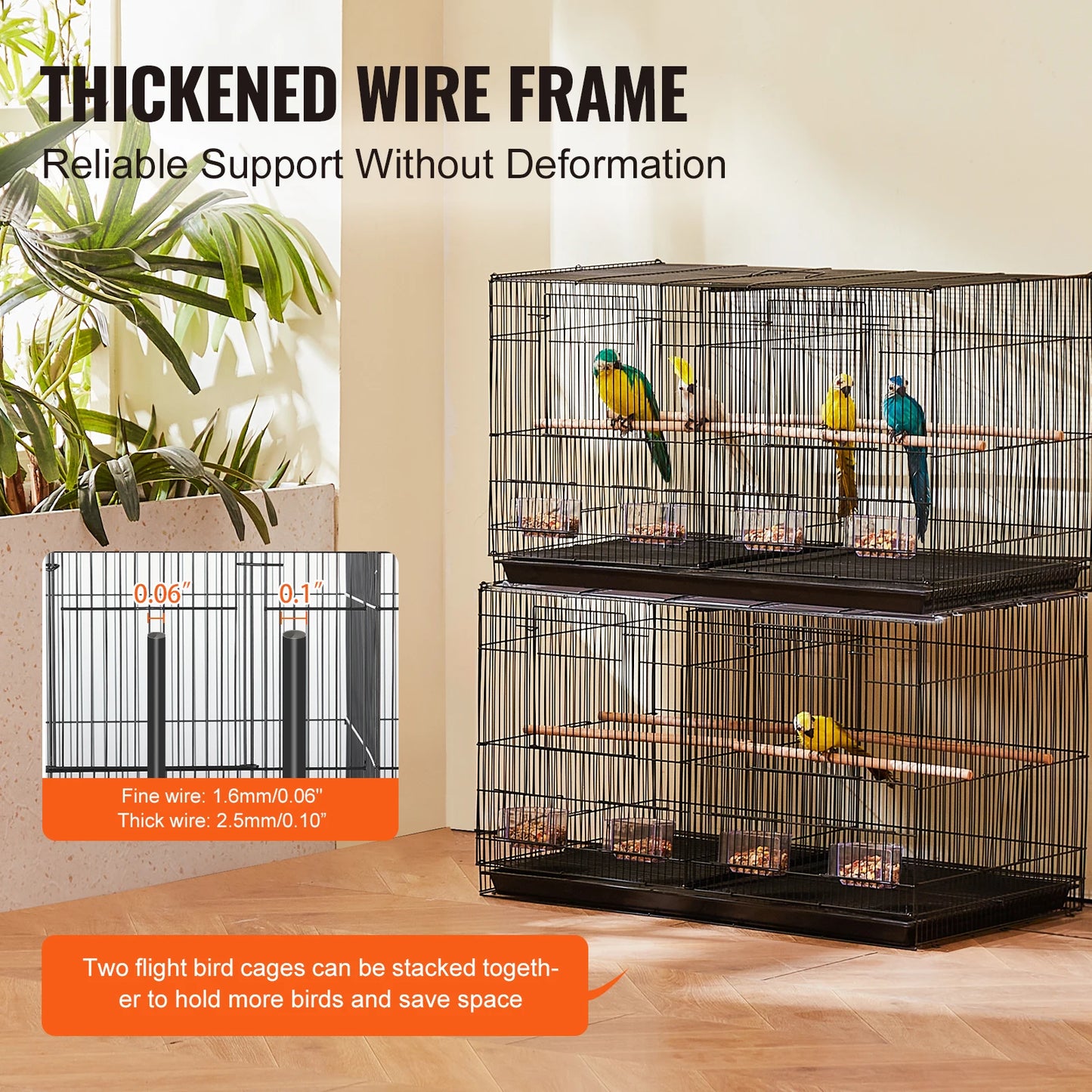 SucceBuy Stackable Divided Pet Bird Cage With Handle And Perch