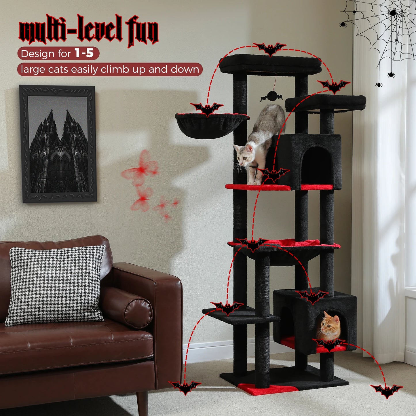 PawZ Road Premium Cat Tree With Hammock And Durable Scratching Posts