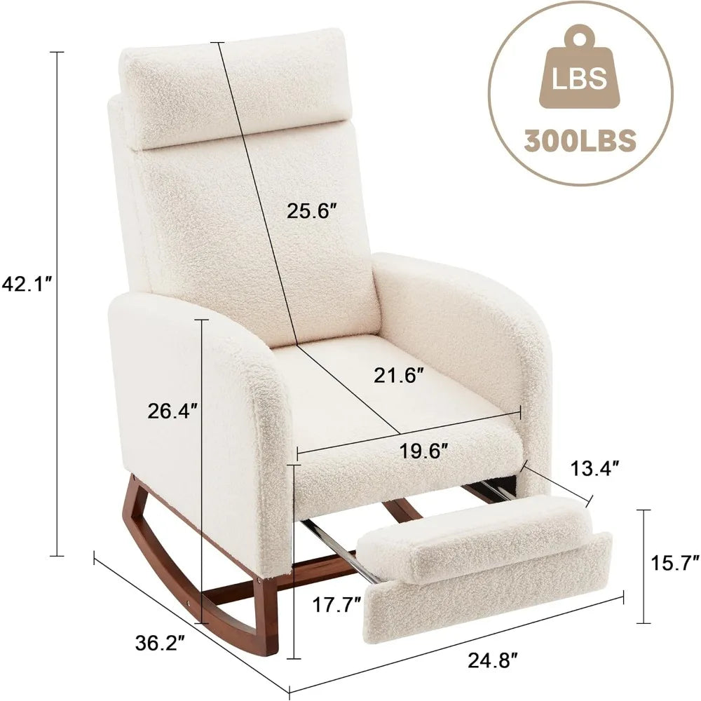 Rocking Chair Nursery Chair with High Back, Glider Rocking Chair, Baby Nursery Glider Rocker, Nursing Chair Accent Living Room