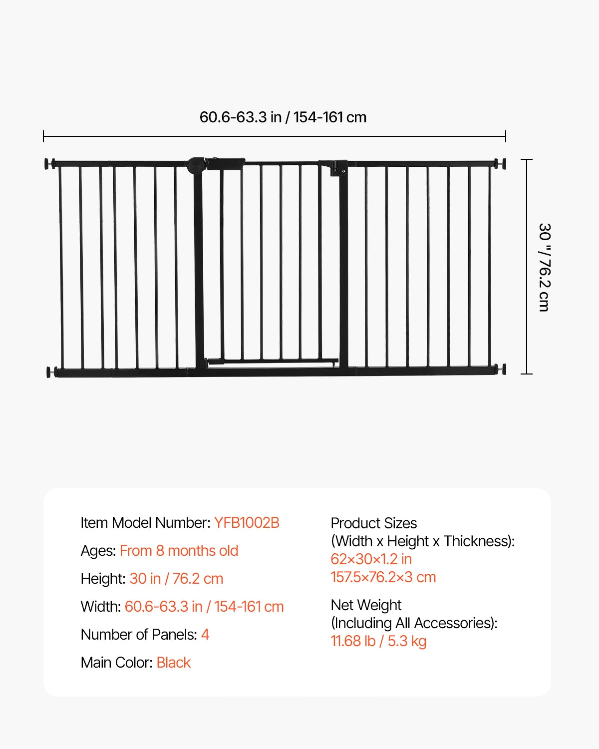 SucceBuy Walk Through Pressure Mount Baby Pet Safety Gate