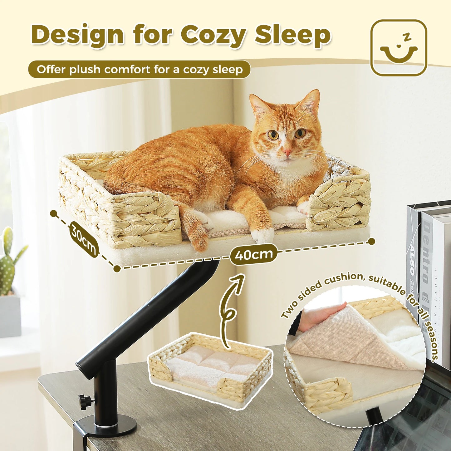 PAWZ Road Cat Desk Bed 360 Degree Rotatable Bed Stand For Indoor Cats