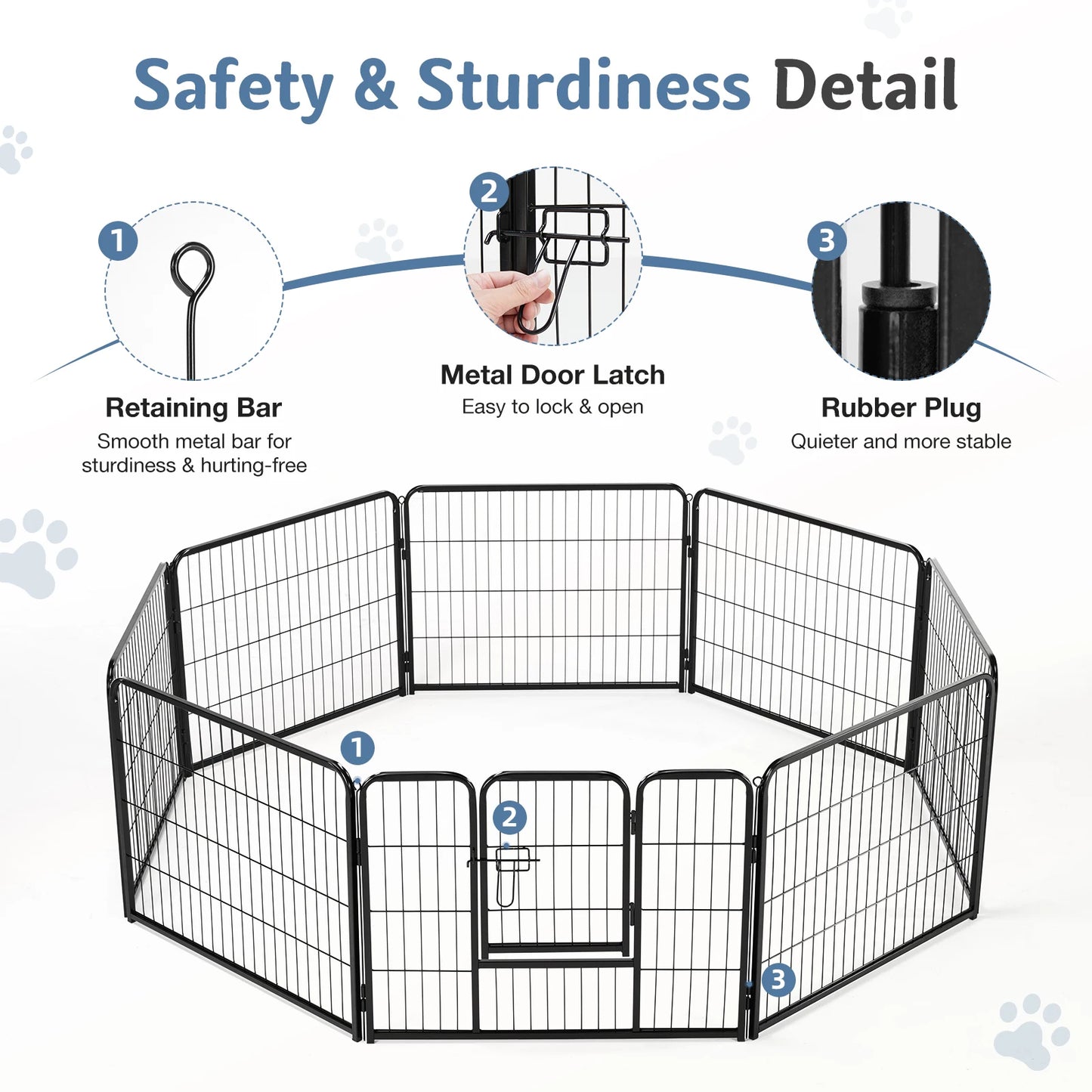 Jhk Sturdy Metal Dog Playpen For Secure Indoor Outdoor Use
