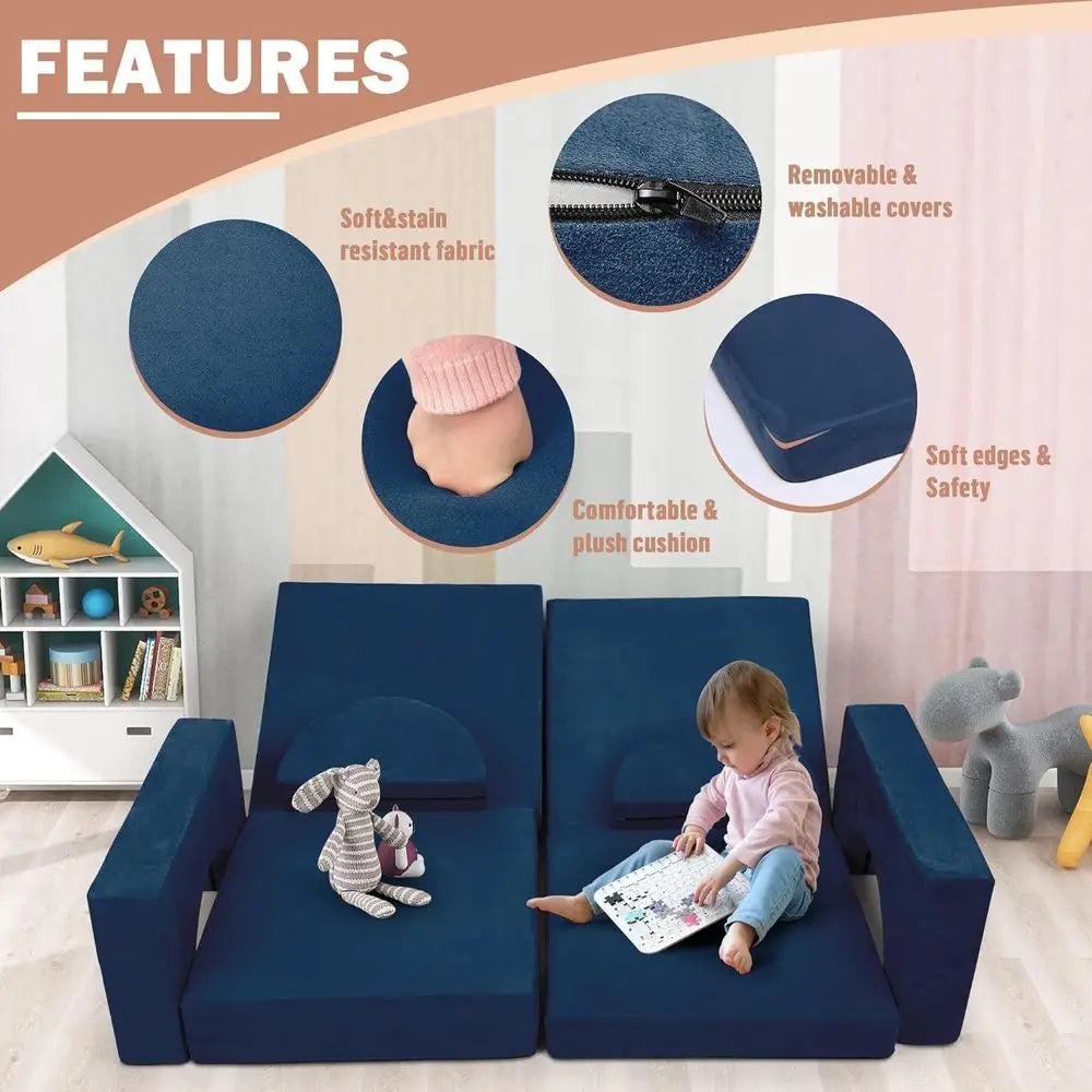 LISM Modular Kids Play Couch 10-Piece Sectional Sofa Set