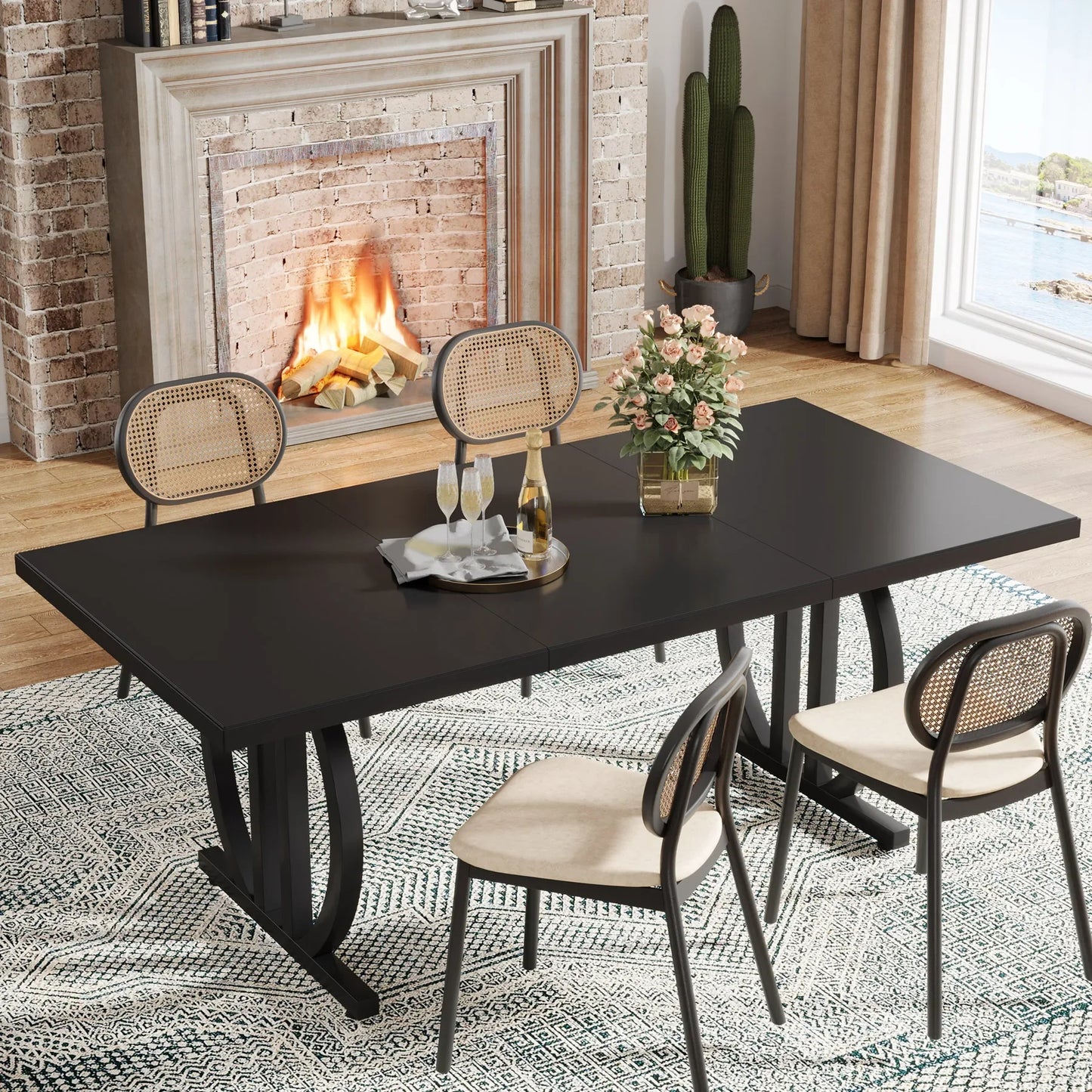 Tribesigns Modern Industrial Kitchen Dining Table With Metal Frame