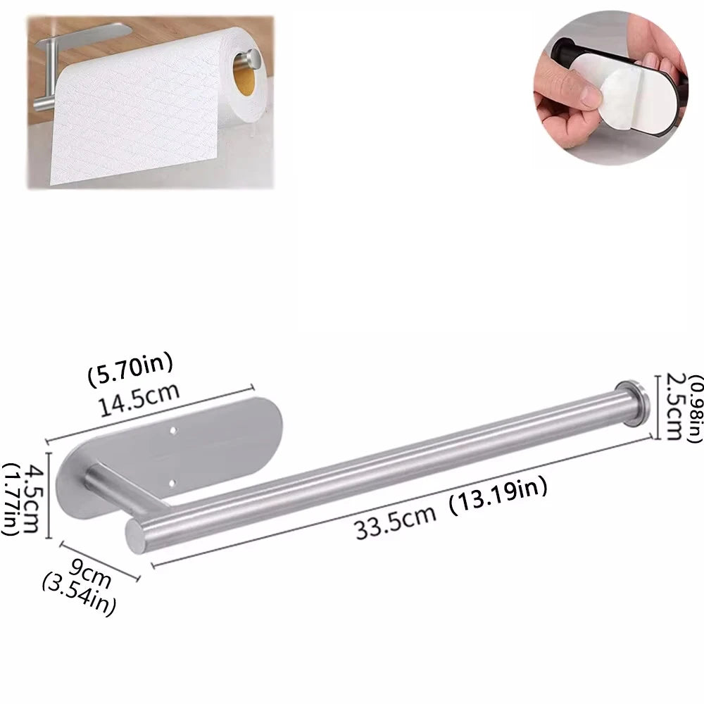Metal Adhesive Paper Towel Holder For Kitchen Bathroom Storage