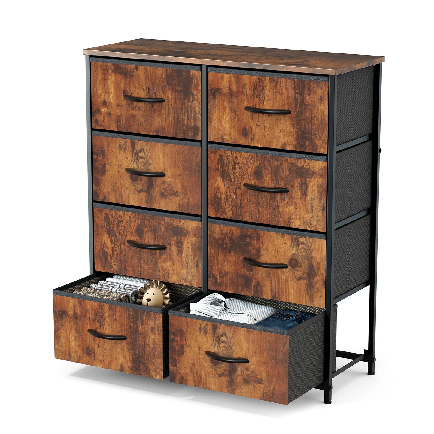 JHK Children's Wardrobe With 8 Drawers Steel Frame Storage Cabinet