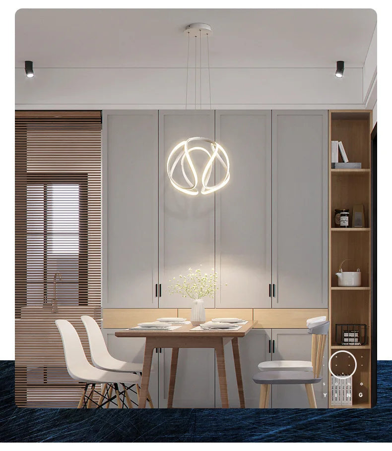 Vetrulus Polished Chrome Nordic Twisted LED Pendant Light Chandelier