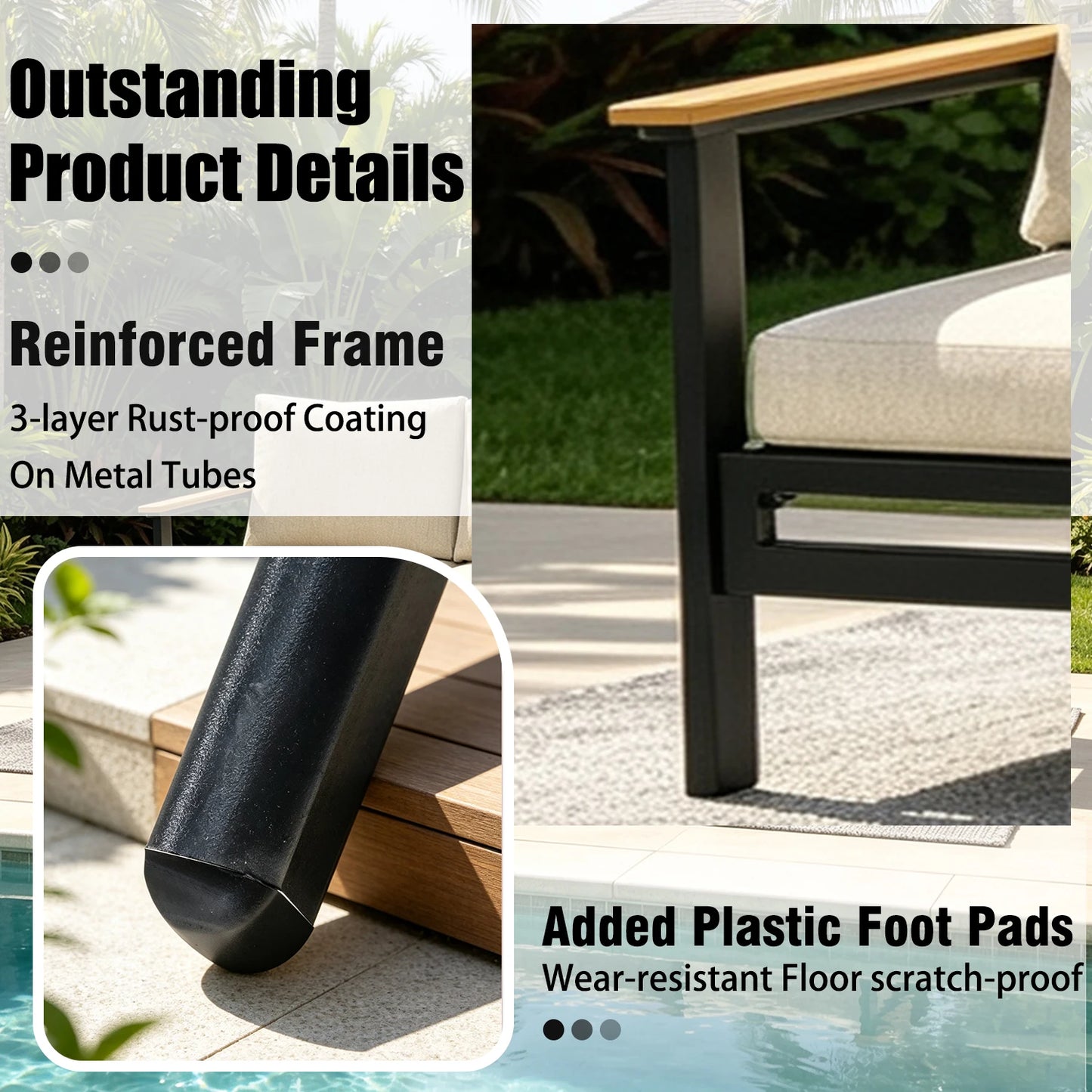 Avenvista Outdoor Patio Furniture Set Metal Sofa With Armrests
