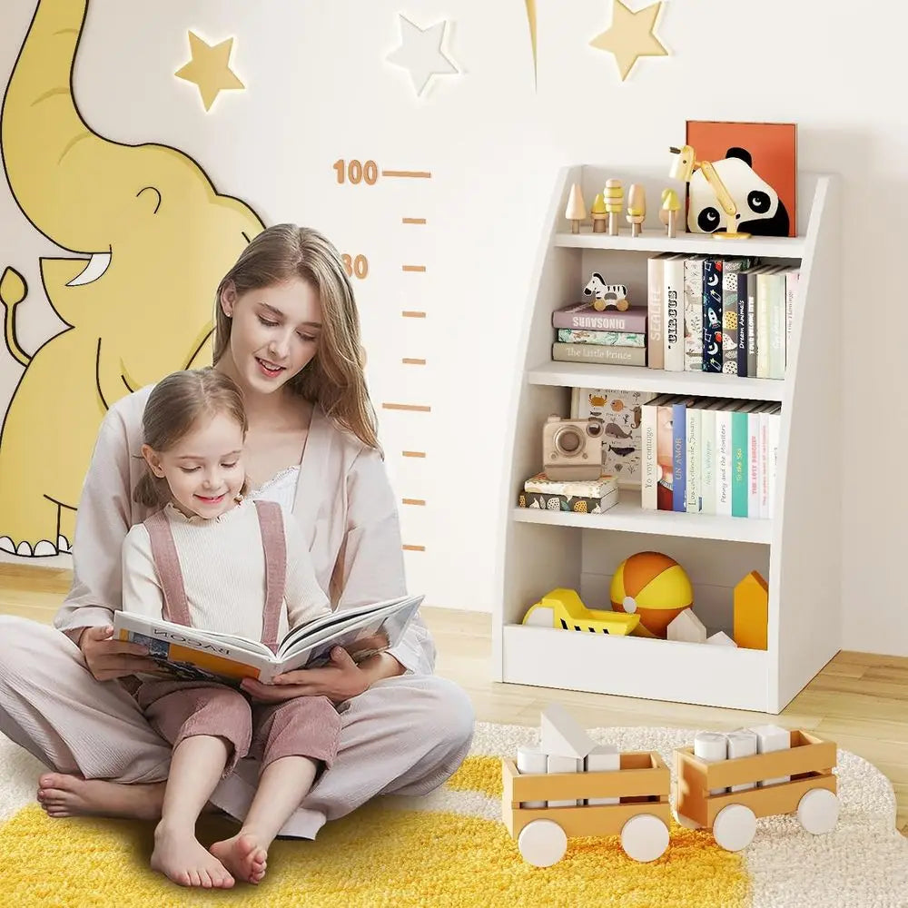 Wooden Children Bookshelf And Toy Storage Organizer Unit