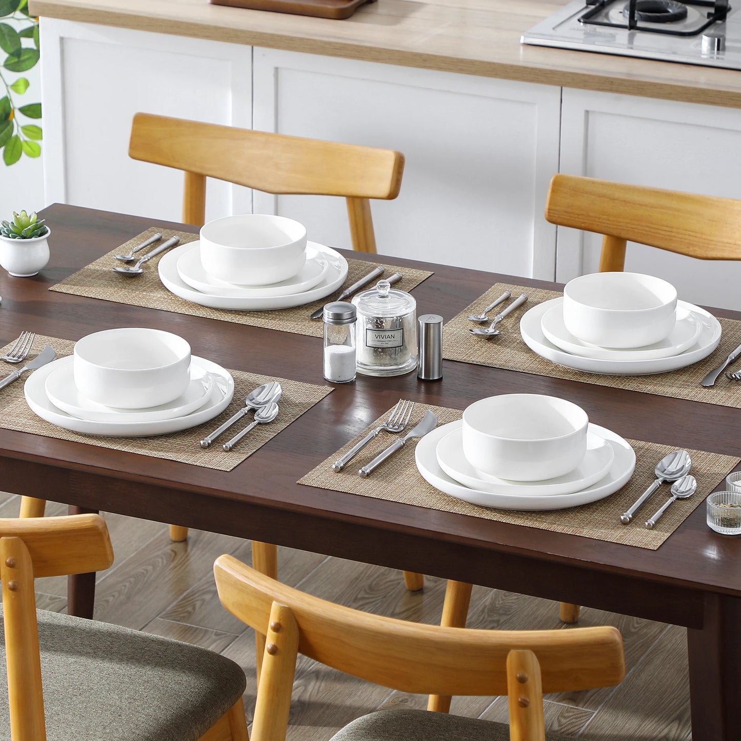 MALACASA Porcelain Dinnerware Set Service For Four Dishwasher Safe