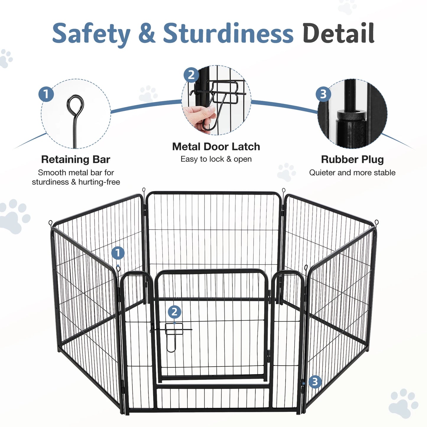 JHK 6-Panel Metal Dog Playpen For Indoor Outdoor Use