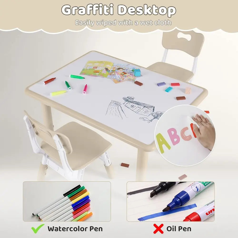 Kids Adjustable Table And Chairs Set For Toddlers Multi Activity
