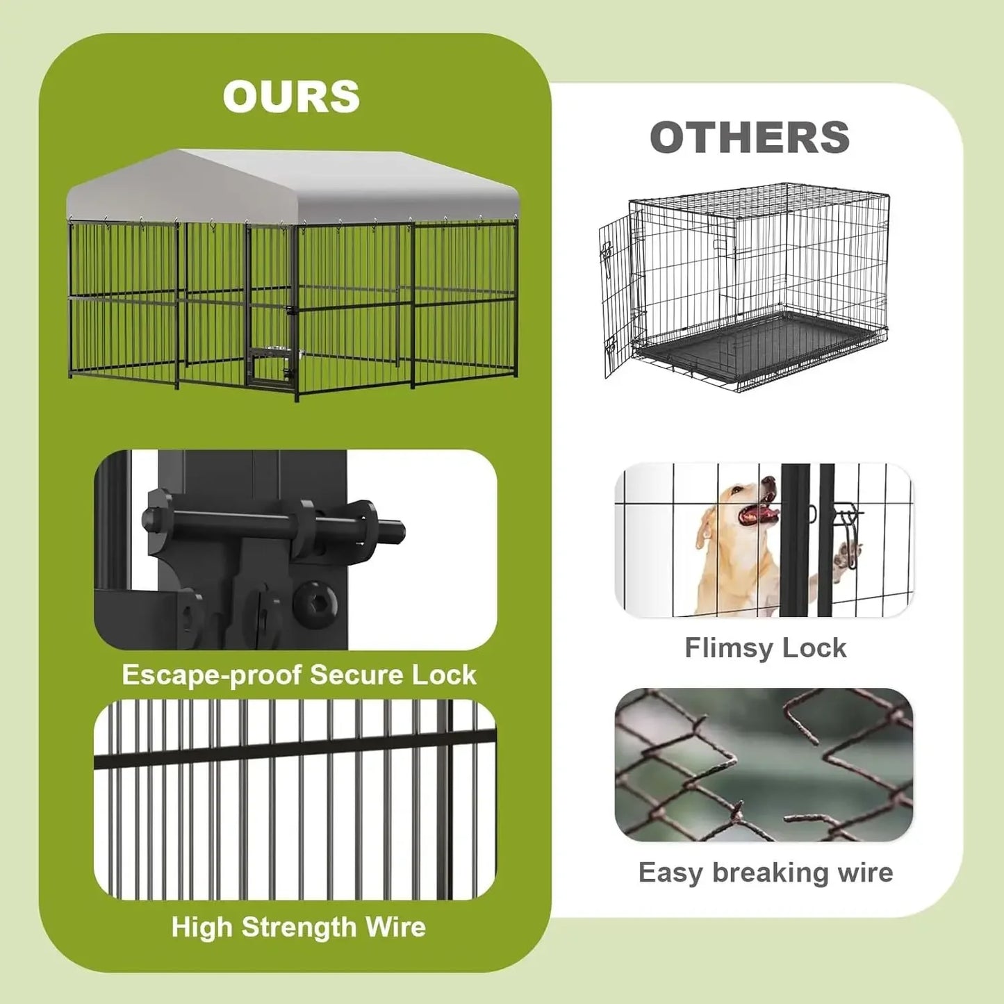 Heavy Duty Outdoor Dog Kennel With Roof And Lock Cage