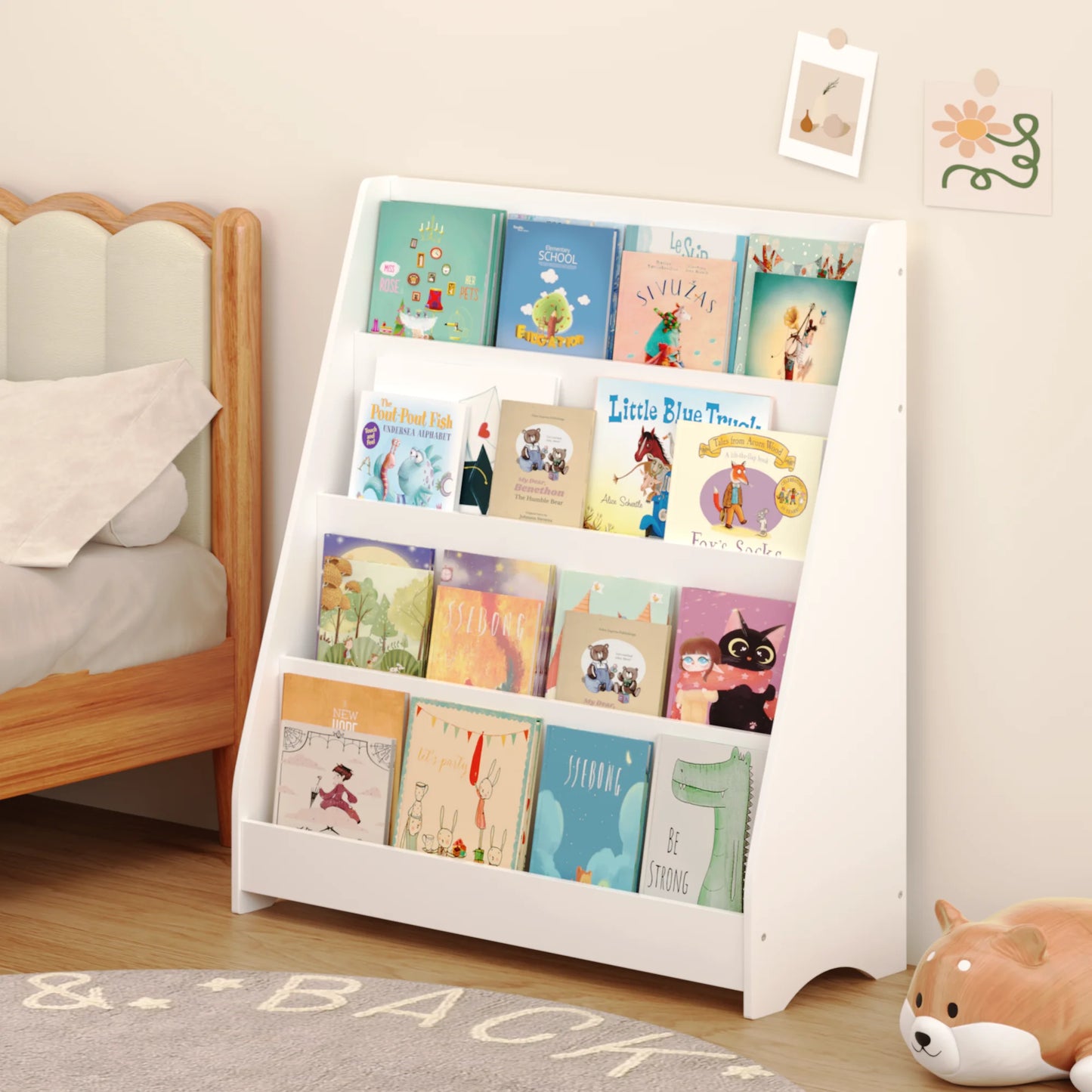 Four Tier Kids Bookshelf Display Organizer For Bedroom And Playroom