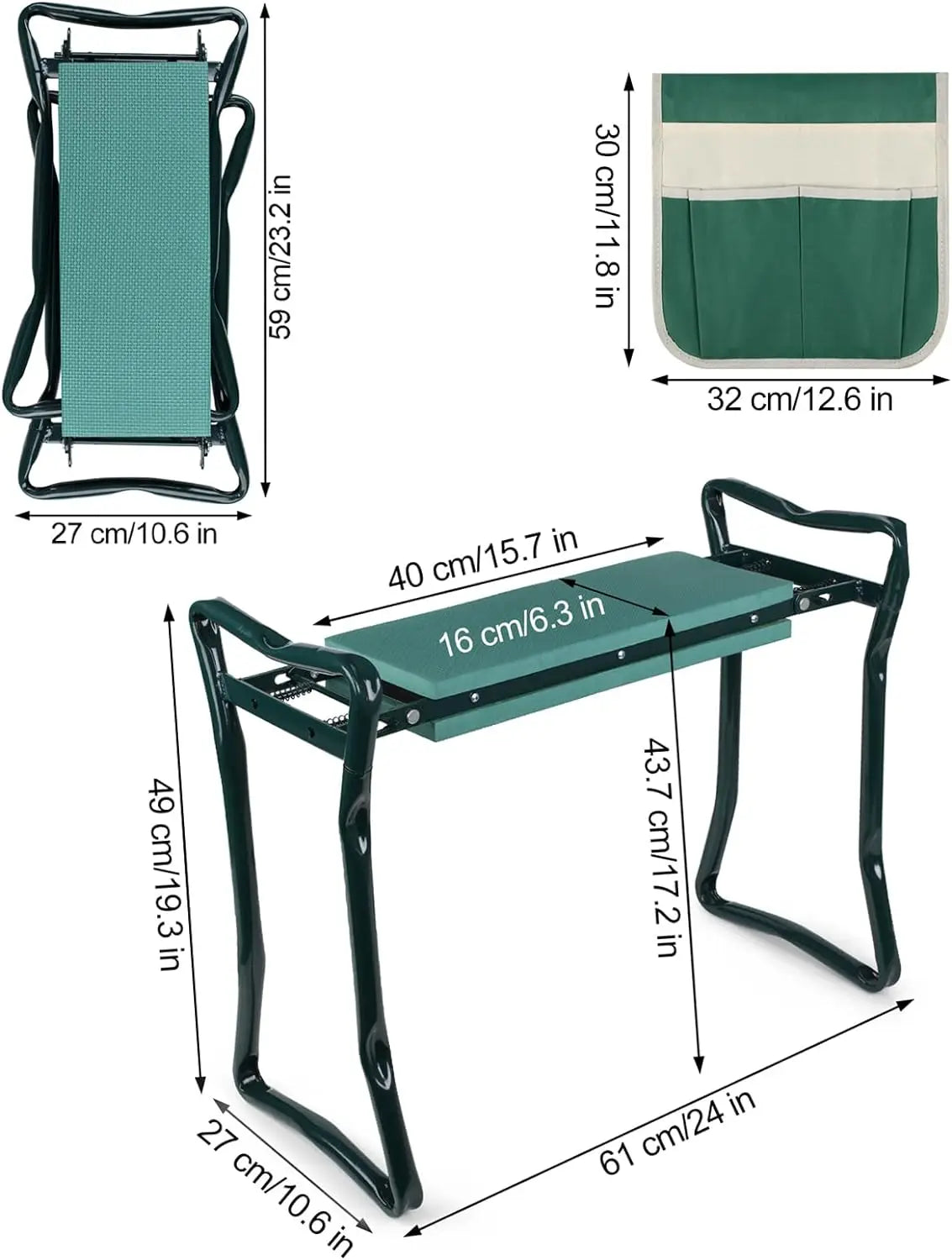 Portable Folding Garden Kneeler and Seat with Foam Cushion