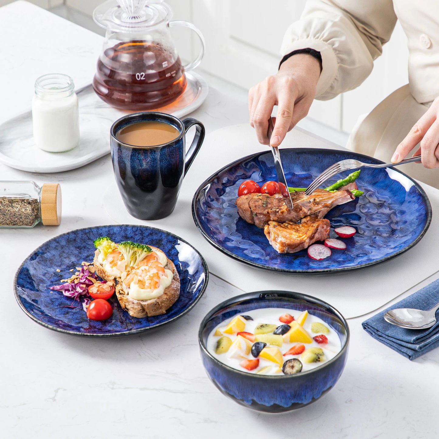 MALACASA Dinnerware Set Service for 4, 8, 12 Guests
