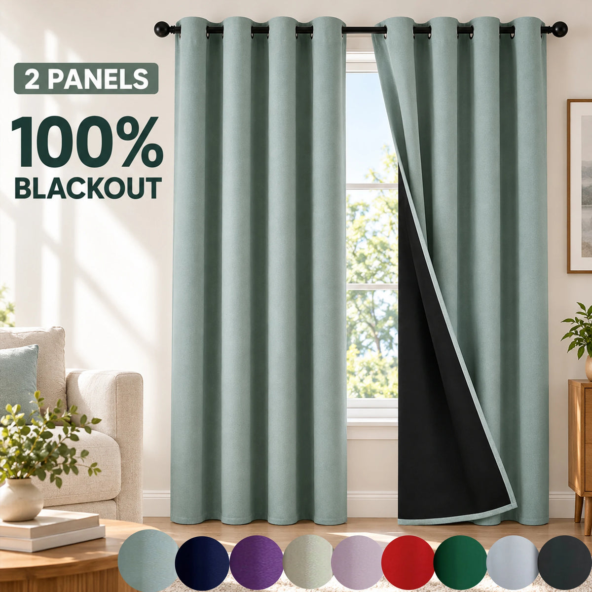 Blackout Waterproof Grommet Curtains For Bedroom Light Blocking Drapes