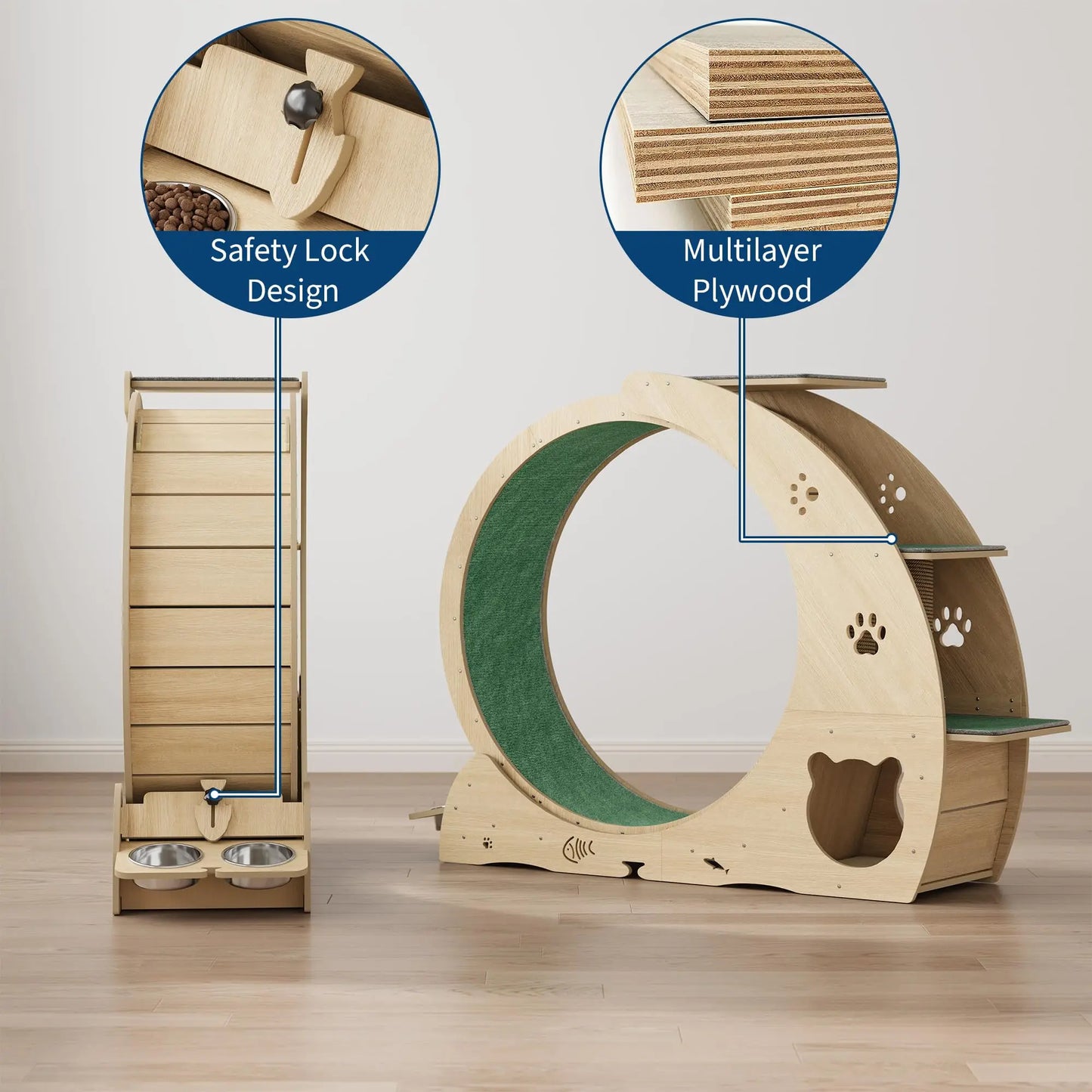 HiMISS Multifunctional Cat Exercise Wheel Scratch Post