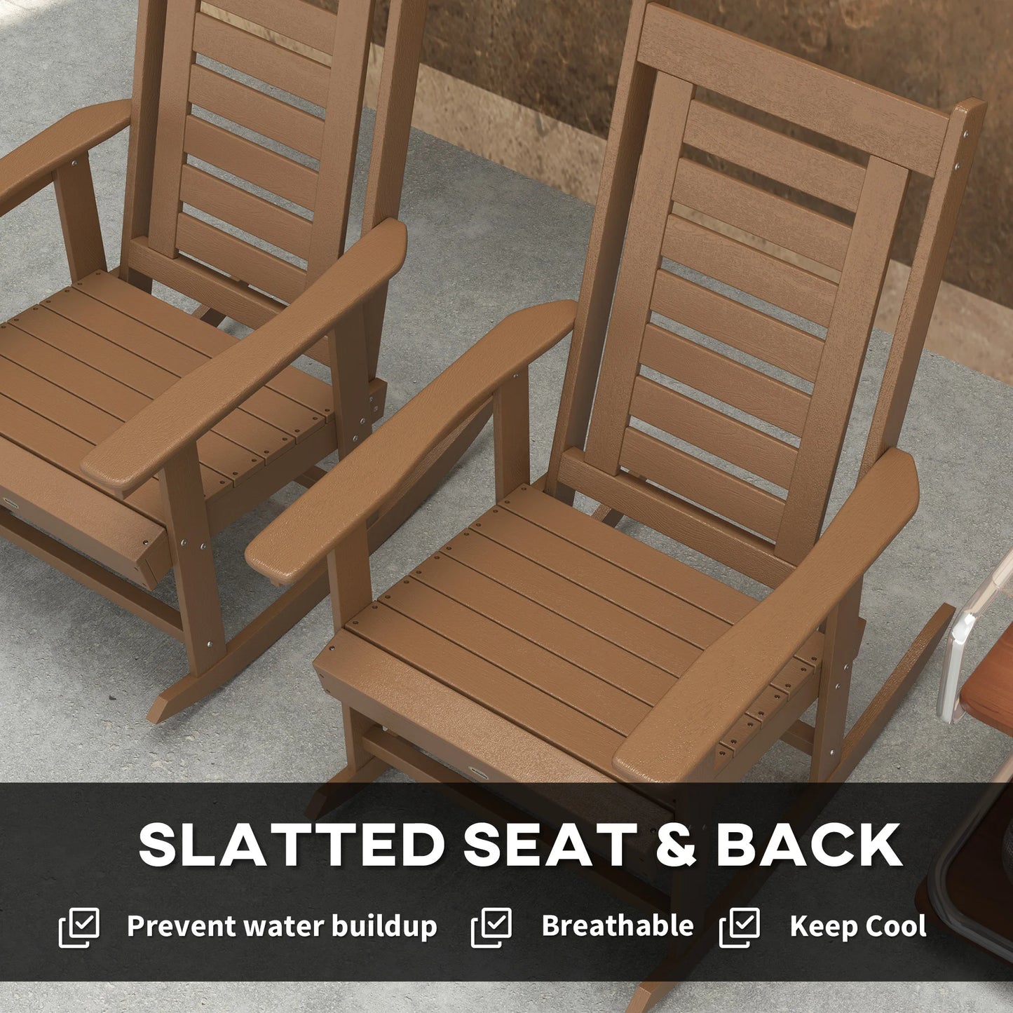 Outsunny High Back Outdoor Patio Rocking Chairs Set