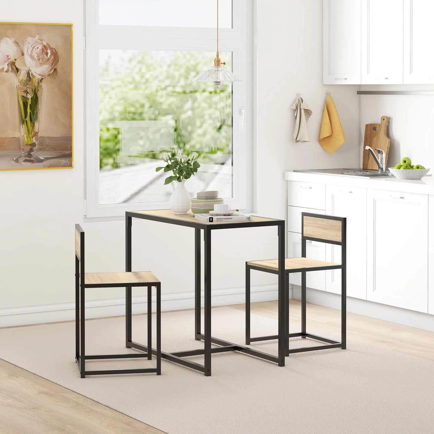 HOMCOM Compact Modern Dining Table Set For Small Spaces