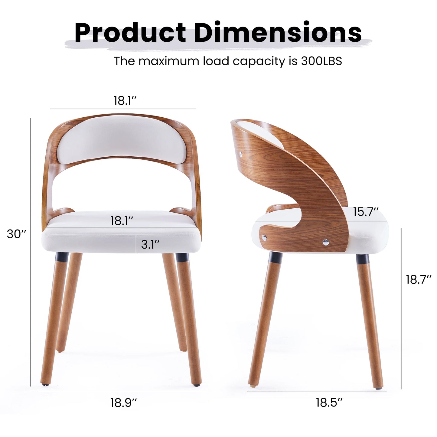 Farini Modern Wood Dining Chairs With Curved Backrest