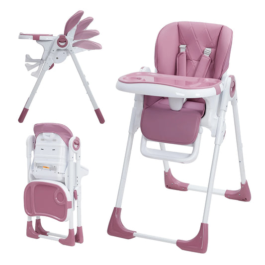 Foldable Baby High Chair With Adjustable Height And Recline