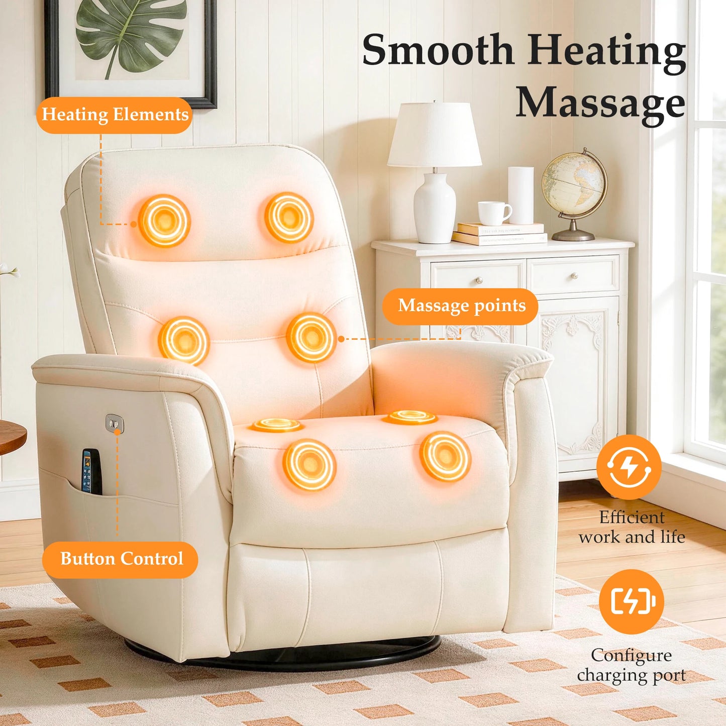 Kerdom Power Lift Recliner Chair With Heating And Massage