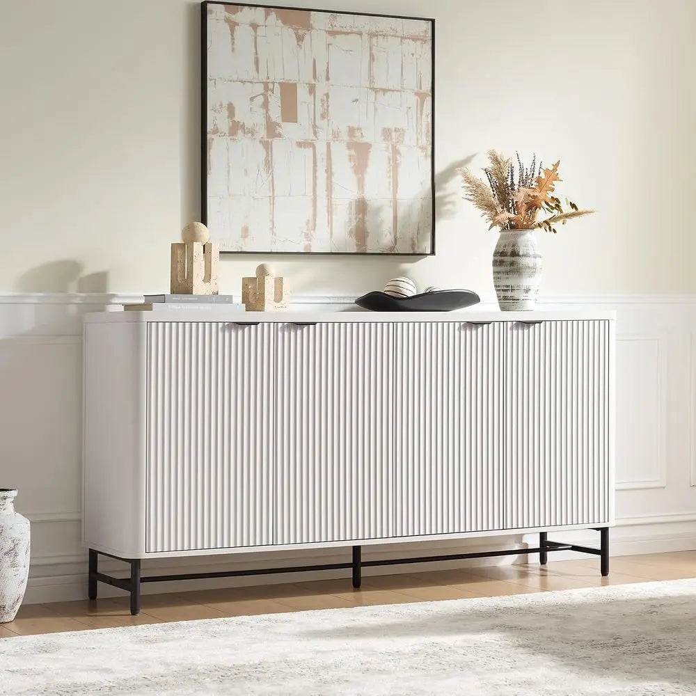 Wooden Storage Cabinet With Adjustable Shelves And Modern Design