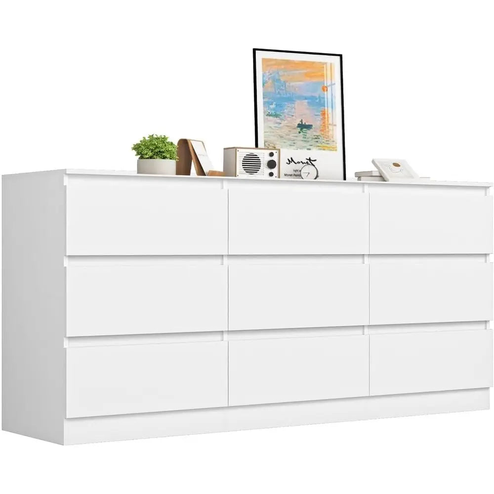 Nine-Drawer Bedroom Storage Cabinet With Deep Drawers