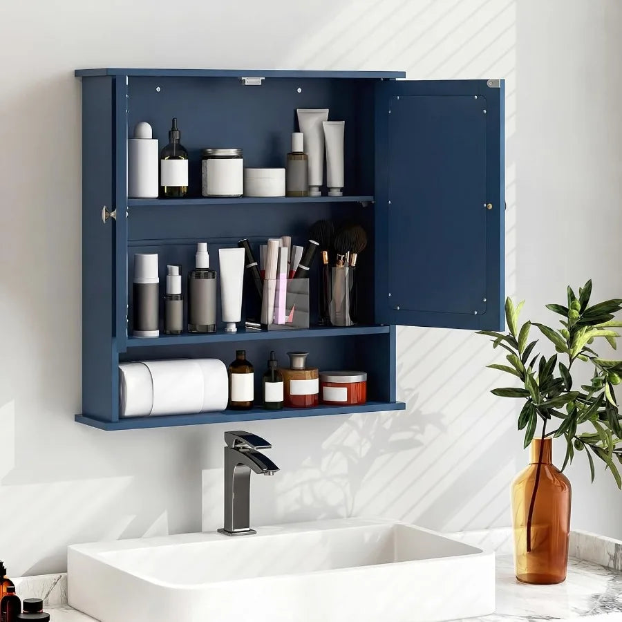 XIUWO Bathroom Medicine Cabinet With Mirror Wall Mounted