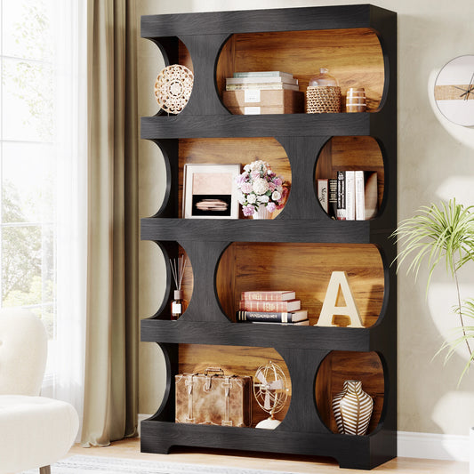 Tribesigns Four Tier S Shaped Bookcase Decorative Storage Shelves