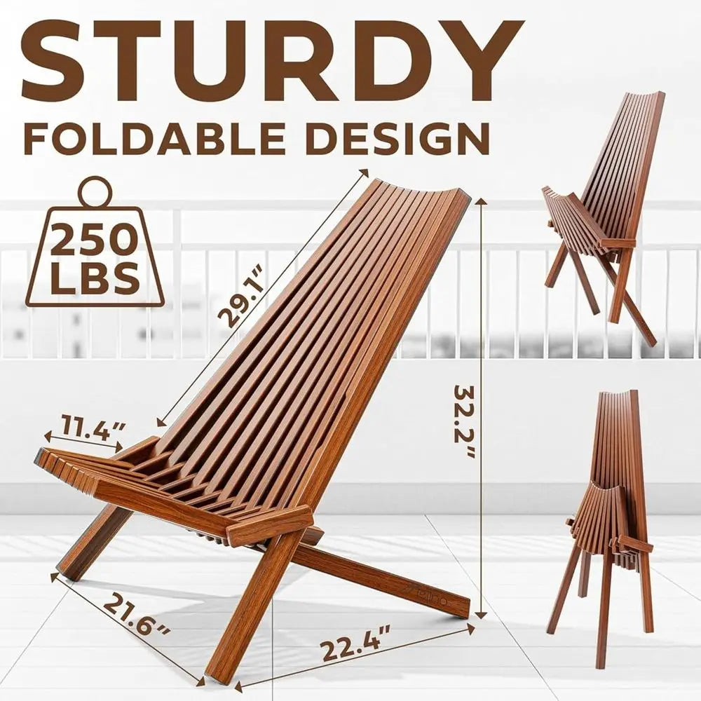 Premium Acacia Wood Folding Outdoor Patio Garden Lounge Chair Set