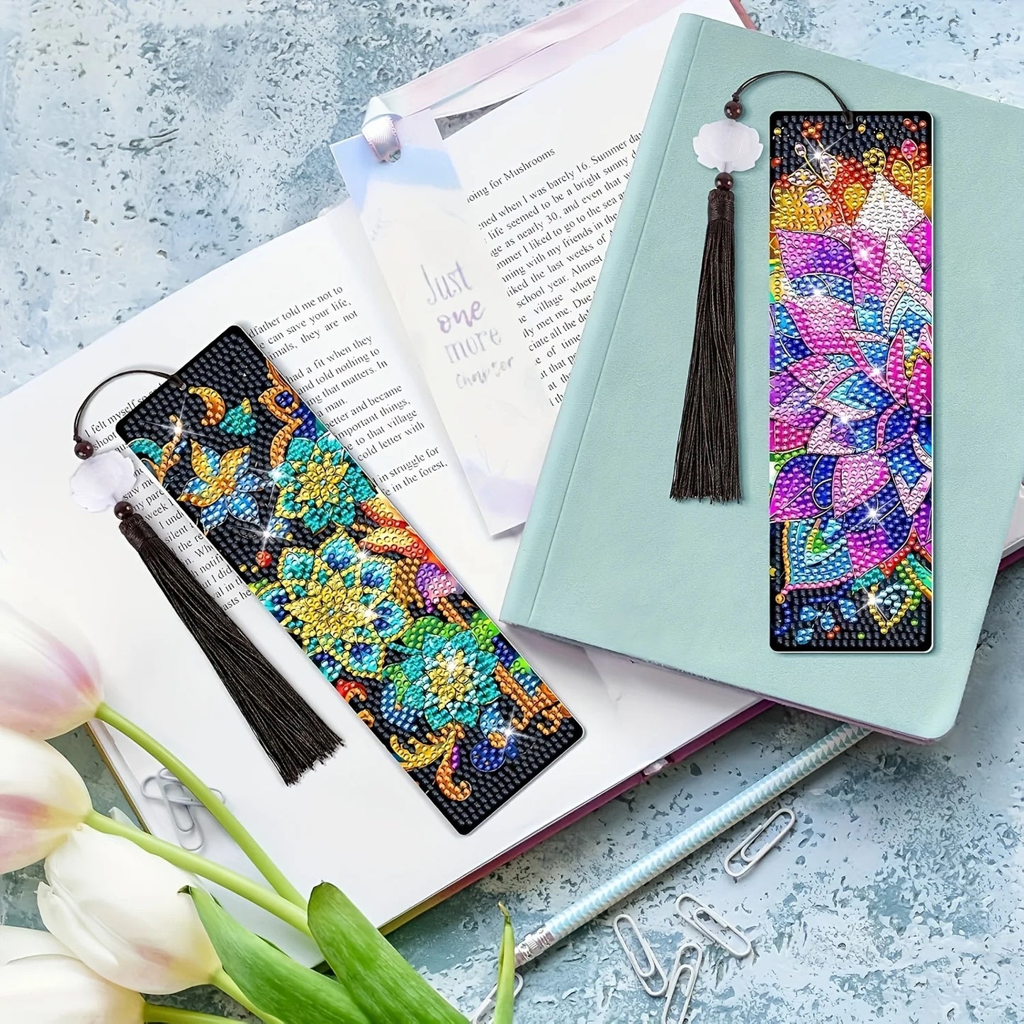 DIY Acrylic Diamond Painting Bookmark Set With Tassels