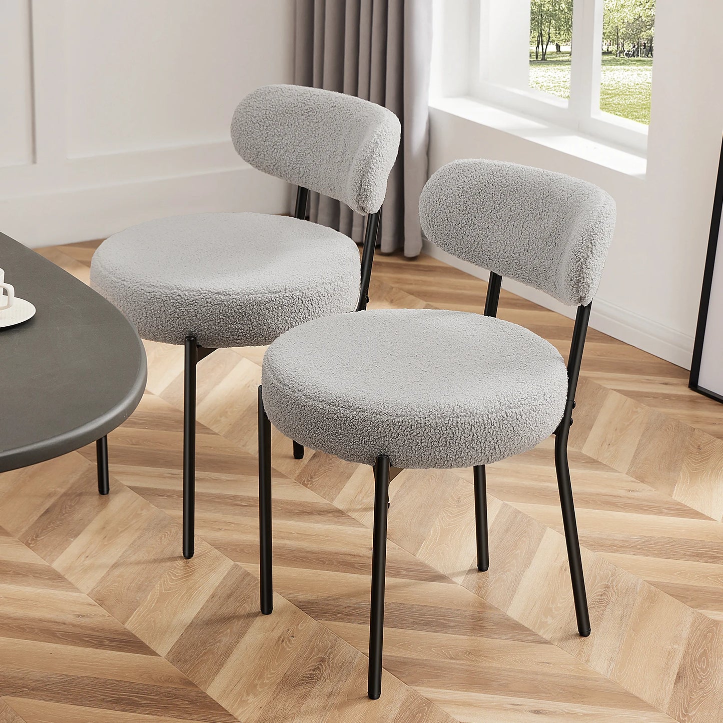 JHK Ergonomic Round Dining Chairs Set of 2
