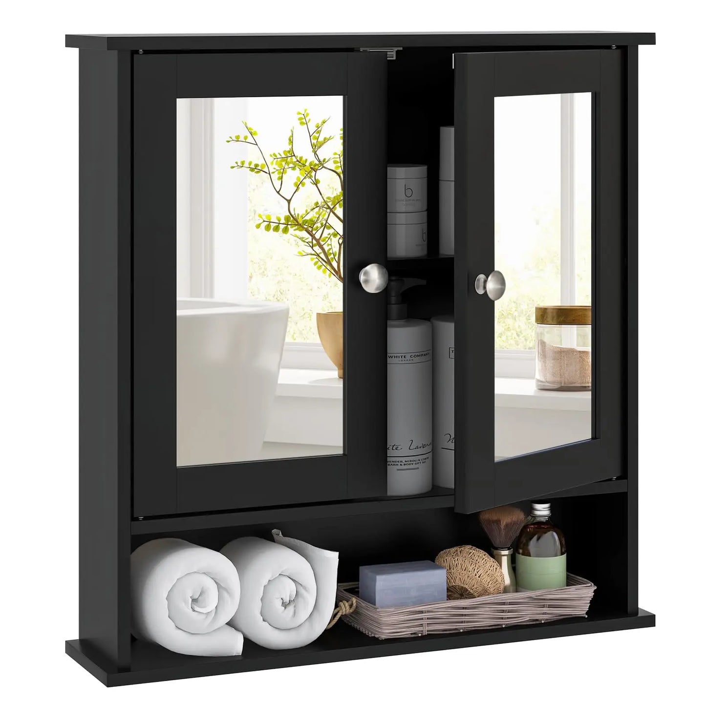 XIUWO Bathroom Medicine Cabinet With Mirror Wall Mounted