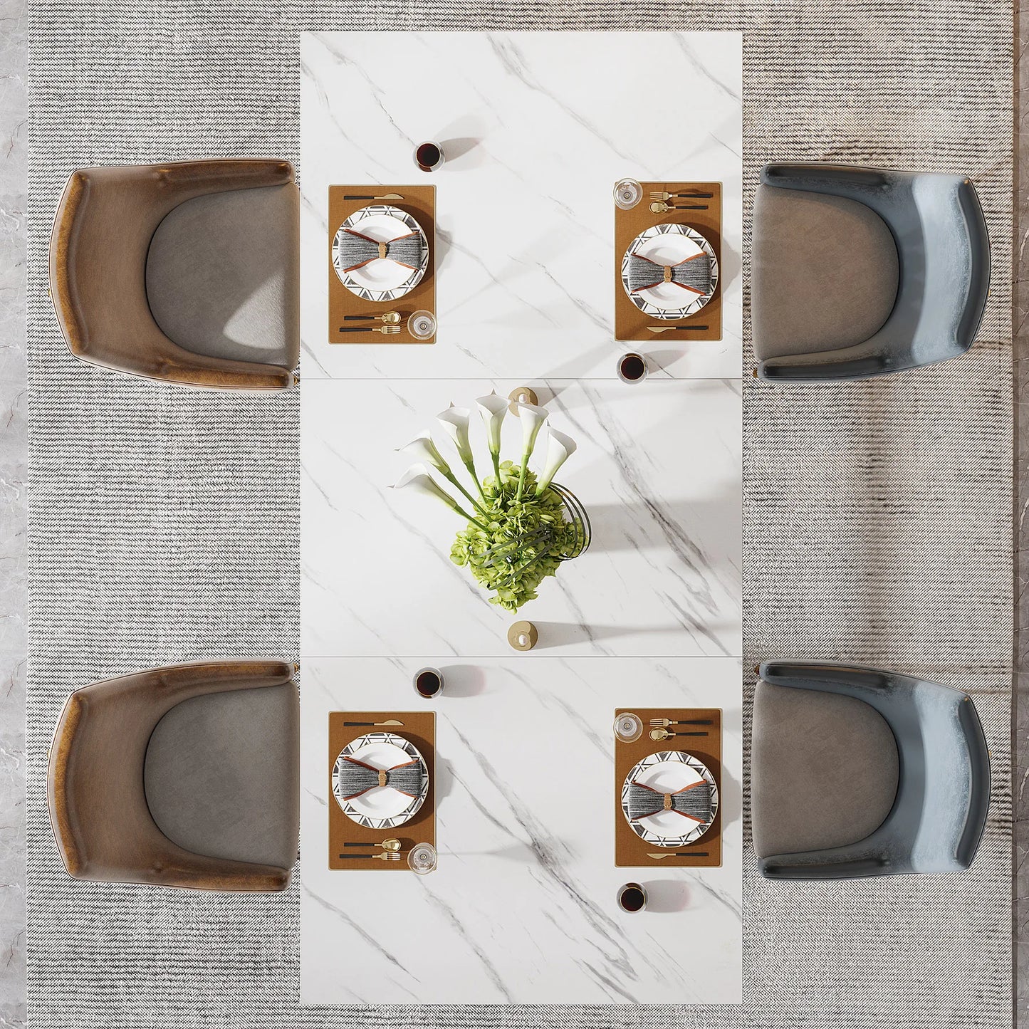 Tribesigns Dining Table For 4 To 6 With Faux Marble