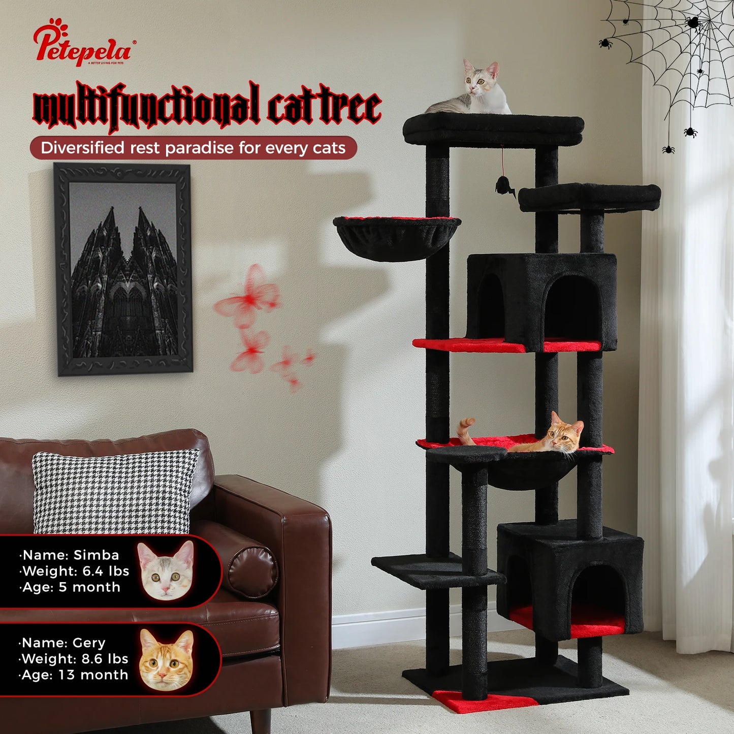 PawZ Road Premium Cat Tree With Hammock And Durable Scratching Posts