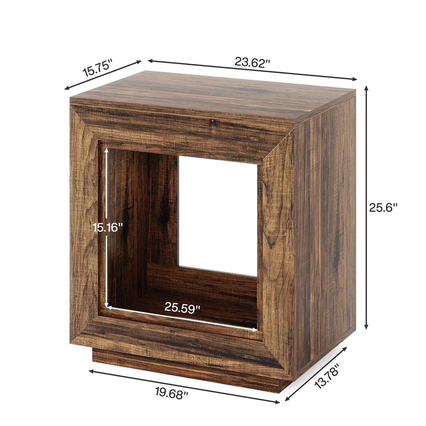 Tribesigns Rustic Wood End Table With Two-Tier Storage Shelf