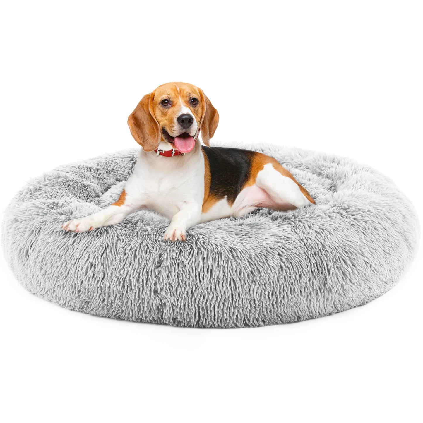 JHK Calming Dog Bed Round Plush Faux Fur Anti Slip Washable