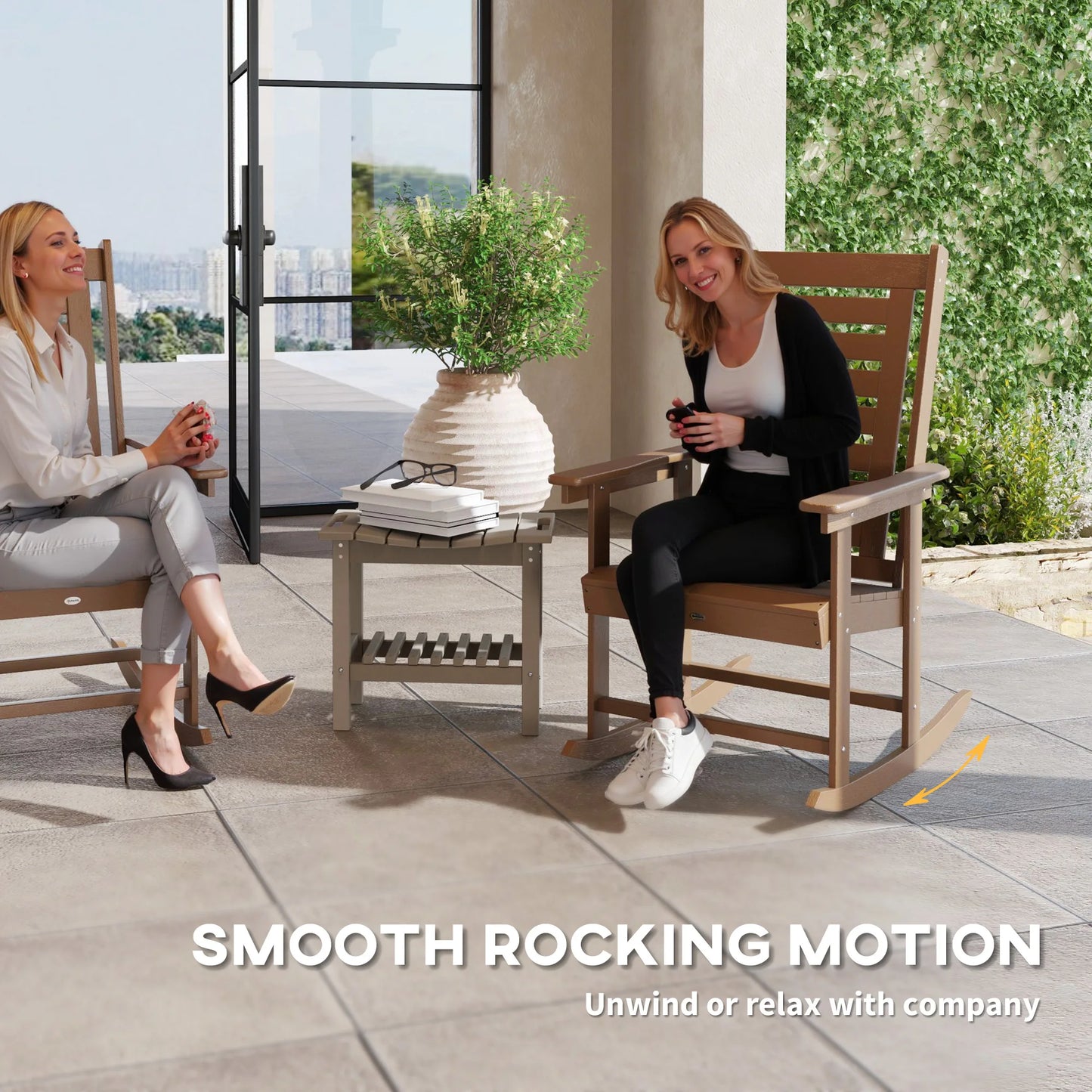 Outsunny High Back Outdoor Patio Rocking Chairs Set
